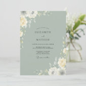 Invitation Mariage Fleur Celadon Atténué (Debout devant)