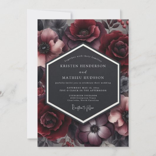 Invitation Mariage Fleur Claret Penumbral (Devant)