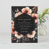 Invitation Mariage Fleur Corail Clair-Obscur (Debout devant)