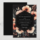 Invitation Mariage Fleur Corail Clair-Obscur (Devant / Derrière)