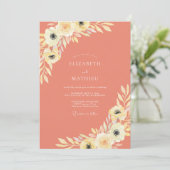 Invitation Mariage Fleur Corail Douce (Debout devant)