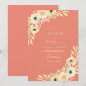 Invitation Mariage Fleur Corail Douce (Devant / Derrière)