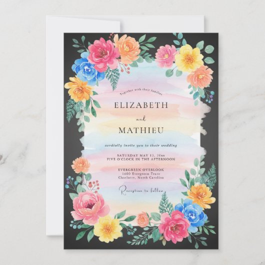 Invitation Mariage Fleur Corail Vif (Devant)