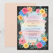 Invitation Mariage Fleur Corail Vif (Devant / Derrière)