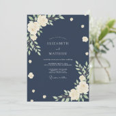 Invitation Mariage Fleur Crème Douce de Minuit (Debout devant)