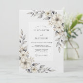 Invitation Mariage Fleur Crème Peint à la Main (Debout devant)