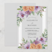 Invitation Mariage Fleur d'Abricot Améthyste (Devant / Derrière)