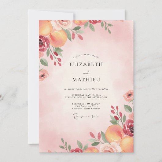 Invitation Mariage Fleur d'Abricot Écarlate (Devant)