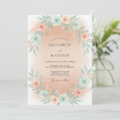 Invitation Mariage Fleur d'Abricot Menthe (Debout devant)
