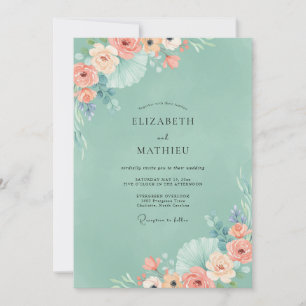 Invitation Mariage Fleur d'Abricot Mousse de Mer