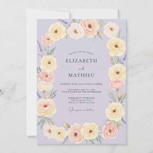 Invitation Mariage Fleur d'Abricot Pervenche (Devant)