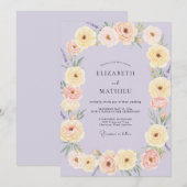 Invitation Mariage Fleur d'Abricot Pervenche (Devant / Derrière)