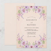 Invitation Mariage Fleur d'Abricot Violet (Devant / Derrière)