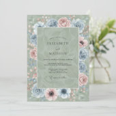 Invitation Mariage Fleur d'Acier Céladon (Debout devant)