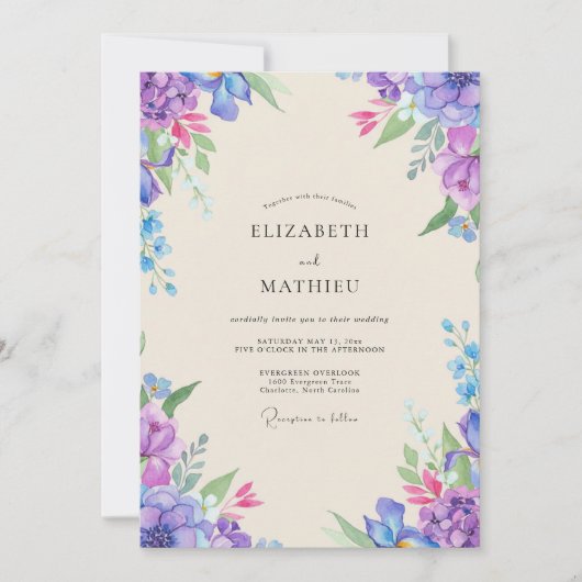 Invitation Mariage Fleur d'Améthyste Magenta (Devant)
