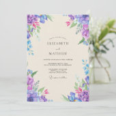 Invitation Mariage Fleur d'Améthyste Magenta (Debout devant)