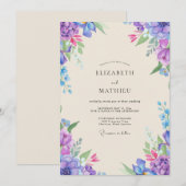 Invitation Mariage Fleur d'Améthyste Magenta (Devant / Derrière)