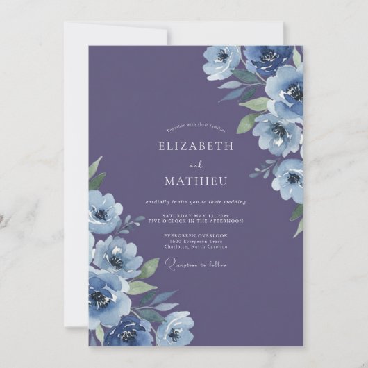 Invitation Mariage Fleur d'Améthyste Pervenche (Devant)