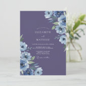 Invitation Mariage Fleur d'Améthyste Pervenche (Debout devant)