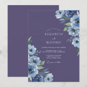 Invitation Mariage Fleur d'Améthyste Pervenche (Devant / Derrière)