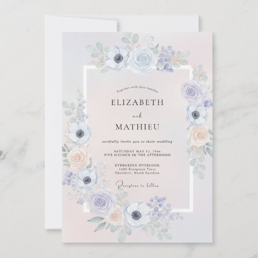 Invitation Mariage Fleur d'Anémone Abricot Doux (Devant)