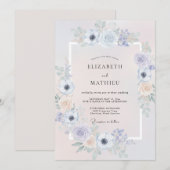 Invitation Mariage Fleur d'Anémone Abricot Doux (Devant / Derrière)