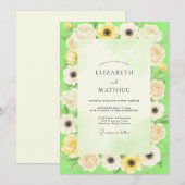 Invitation Mariage Fleur d'Anémone Crème et Citron (Devant / Derrière)