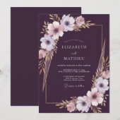 Invitation Mariage Fleur d'Anémone Rouge Profond (Devant / Derrière)