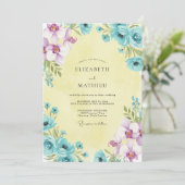 Invitation Mariage Fleur d'Aqua Lilas (Debout devant)