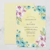 Invitation Mariage Fleur d'Aqua Lilas (Devant / Derrière)