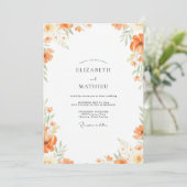 Invitation Mariage Fleur d'Aquarelle Abricot (Debout devant)