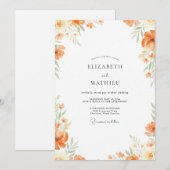 Invitation Mariage Fleur d'Aquarelle Abricot (Devant / Derrière)