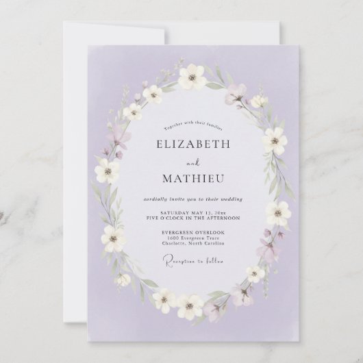 Invitation Mariage Fleur d'Art Lilac (Devant)