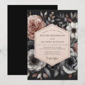 Invitation Mariage Fleur d'Ash Rose Sombre (Devant / Derrière)