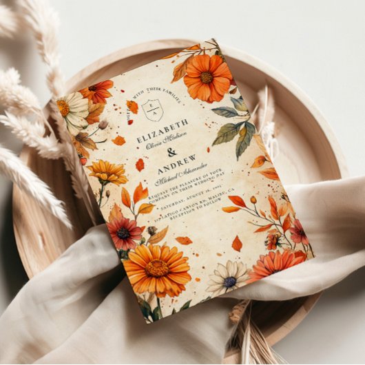 Invitation Mariage Fleur d'Automne Rustique