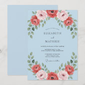 Invitation Mariage Fleur d'Azur Cramoisi (Devant / Derrière)
