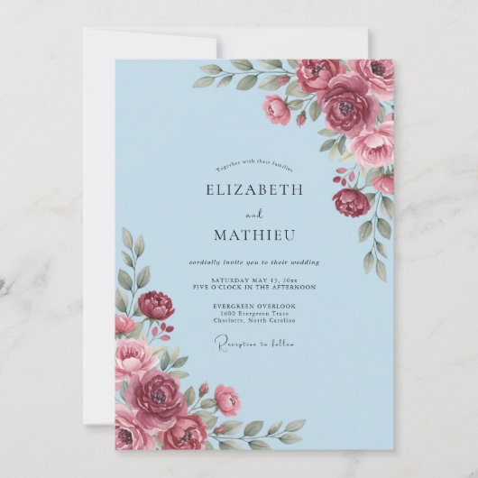 Invitation Mariage Fleur d'Azur de Baie (Devant)