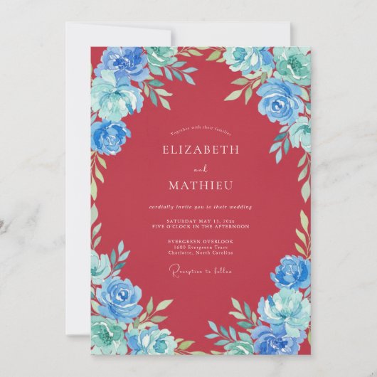 Invitation Mariage Fleur d'Azur de Bourgogne (Devant)