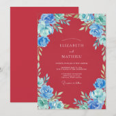 Invitation Mariage Fleur d'Azur de Bourgogne (Devant / Derrière)
