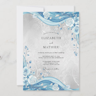 Invitation Mariage Fleur d'Azure Argenté