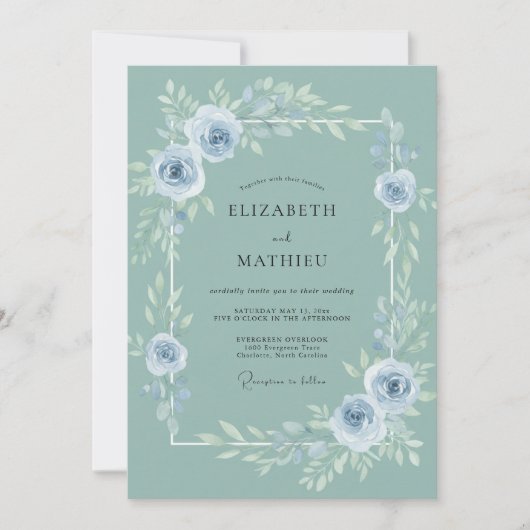 Invitation Mariage Fleur de Acier Doux (Devant)