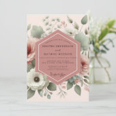 Invitation Mariage Fleur de Anémone Rose Poussiéreuse (Debout devant)