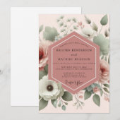 Invitation Mariage Fleur de Anémone Rose Poussiéreuse (Devant / Derrière)