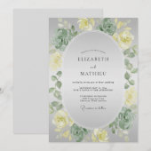 Invitation Mariage Fleur de Beurre Argenté (Devant / Derrière)