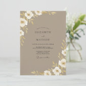 Invitation Mariage Fleur de Blanche Taupe (Debout devant)
