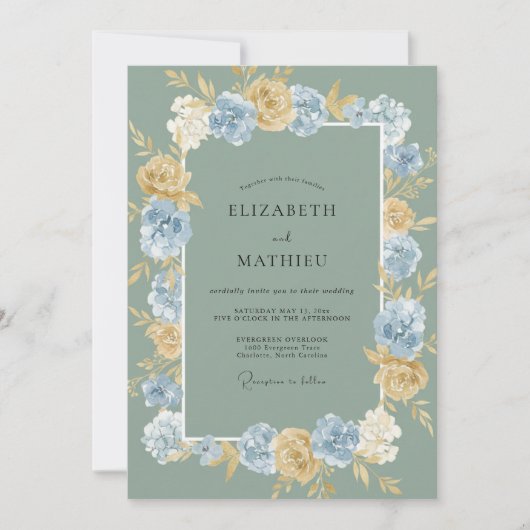 Invitation Mariage Fleur de Blé d'Or (Devant)
