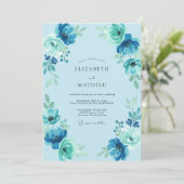 Invitation Mariage Fleur de Bleu Céleste (Debout devant)