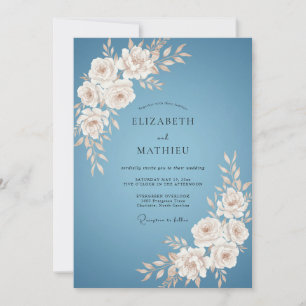 Invitation Mariage Fleur de Bleu Poussiéreux