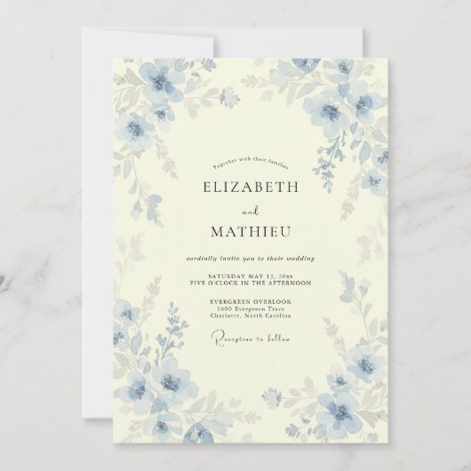 Invitation Mariage Fleur de Bleuet (Devant)