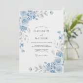 Invitation Mariage Fleur de Bleuet Ardoise (Debout devant)